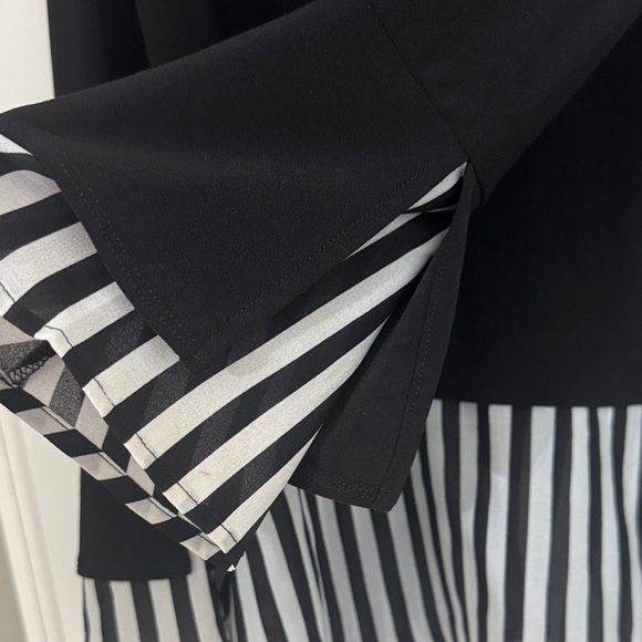 INC International Concepts Black Top with White Striped Hem - Picture 3 of 4